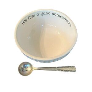 Mud Pie "It's Five O'Guac Somewhere" Footed Guacamole Bowl 6" Party Serving Dish